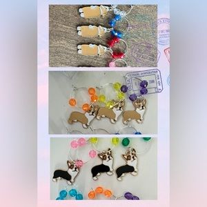 Handmade ADORABLE CORGI wine charms (set of 6)